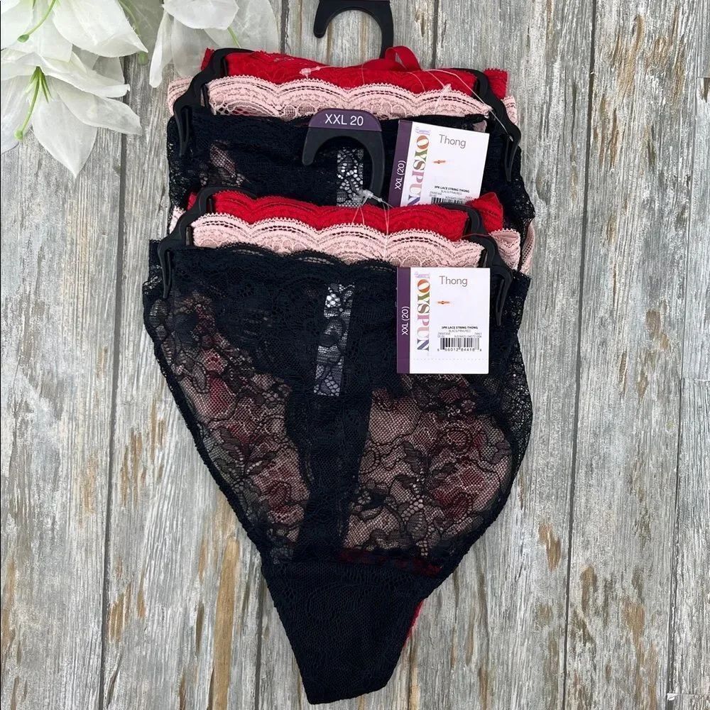 Lace Thong Panties Underwear 2, 3-Packs Size XXL